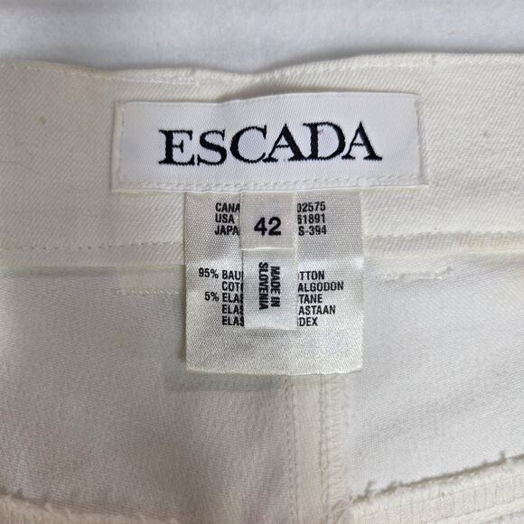 Escada Women's Large Off White Cotton Cropped Pants Size 12 Size 42 Large  #914 - Picture 4 of 9